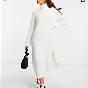 Misguided Rolled Neck White Sweater Dress
